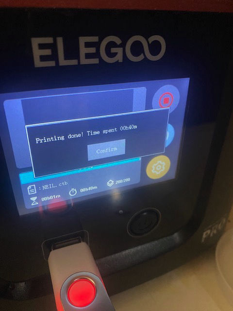 The print completed in 40 minutes