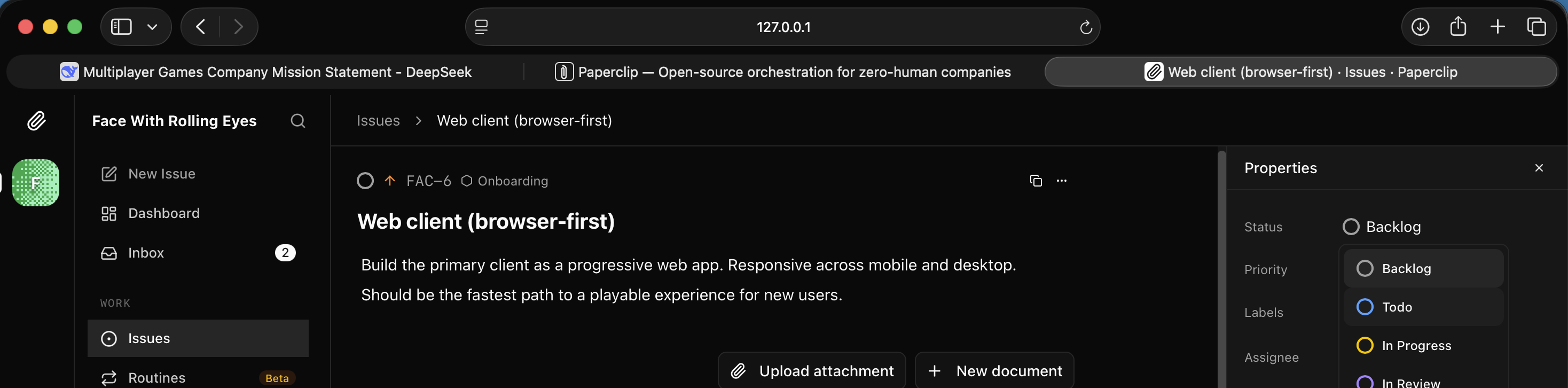 I saw FAC-6 Web client issue open in the backlog
