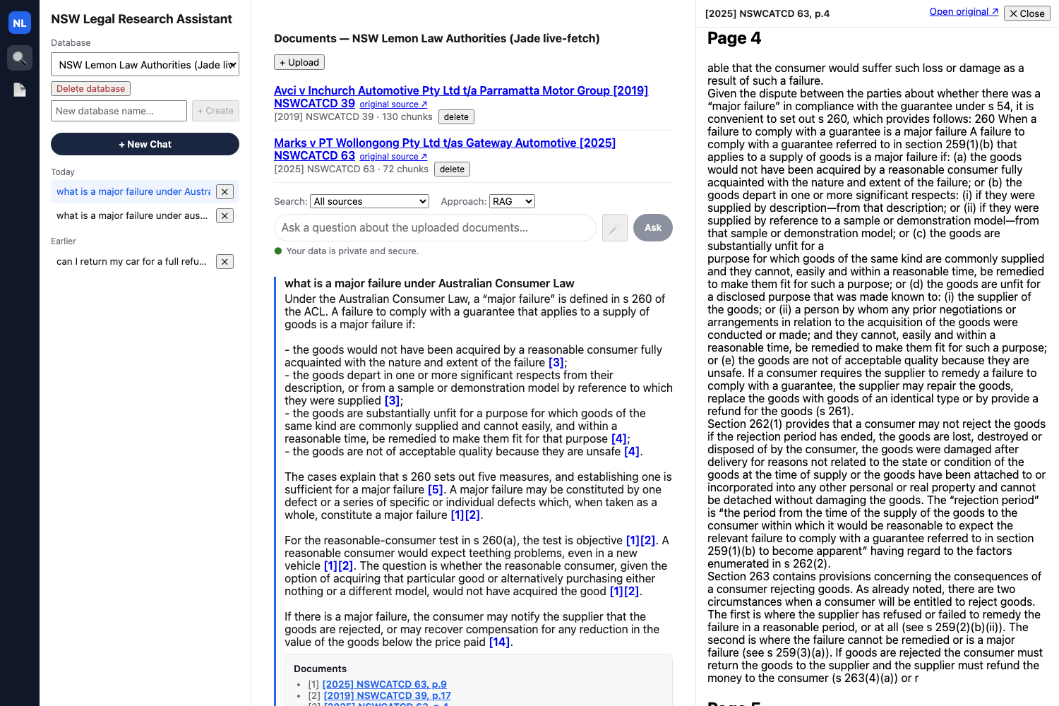 The real page 4 of the real `Marks v PT Wollongong` judgment, opened by clicking citation `[3]` — the actual statutory text of s 260, quoted verbatim, confirming the citation resolves to genuine content rather than a broken reference