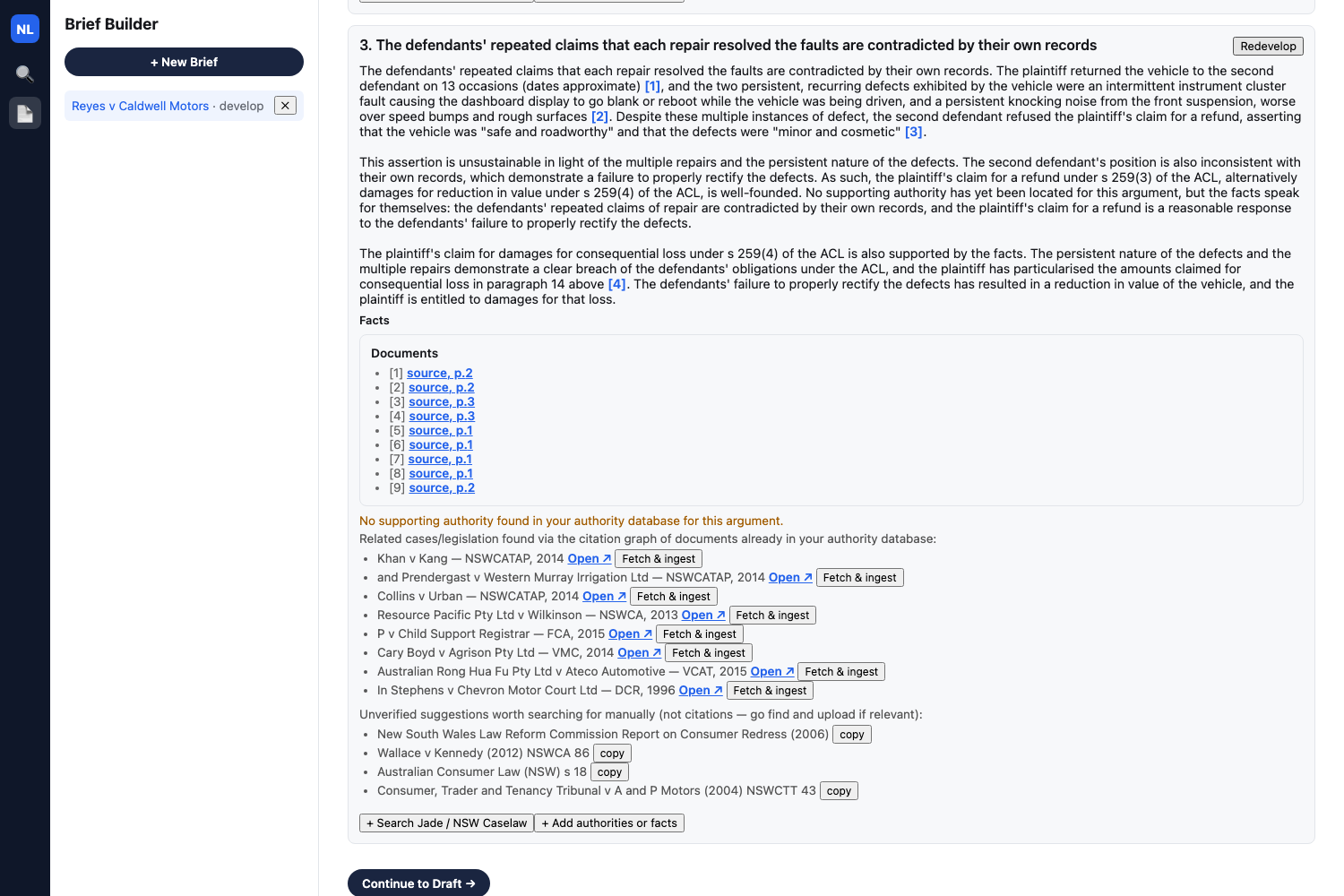 Argument 3, ungrounded: the new citation-graph leads panel alongside the older manual-search suggestions
