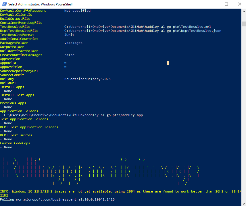 Downloading the business central docker image