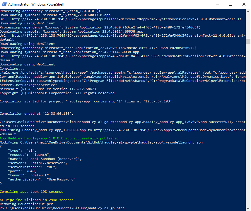 Publishing the hello world extension (the settings are copied to launch.json)