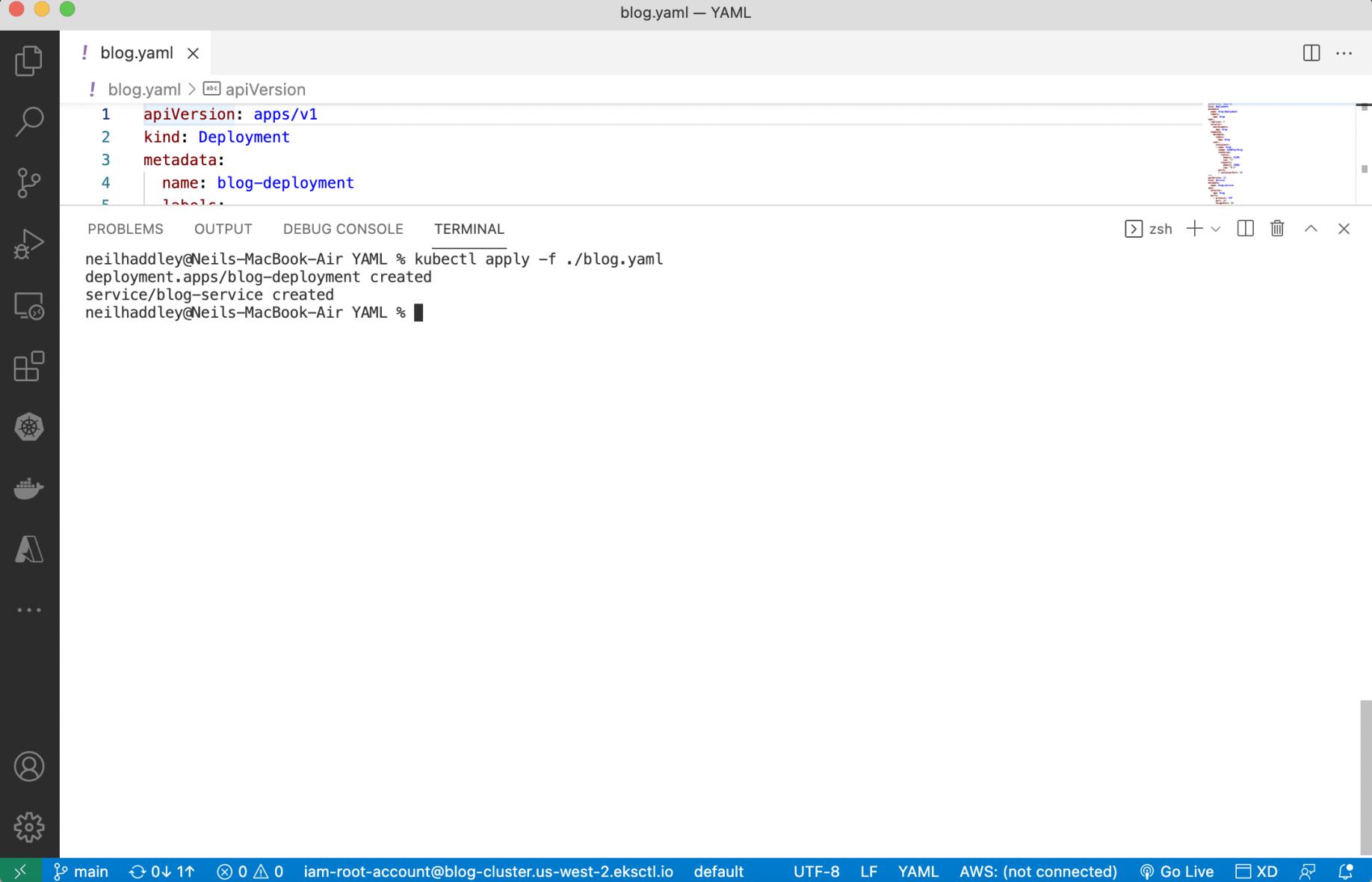 Using kubectl apply command to deploy containers