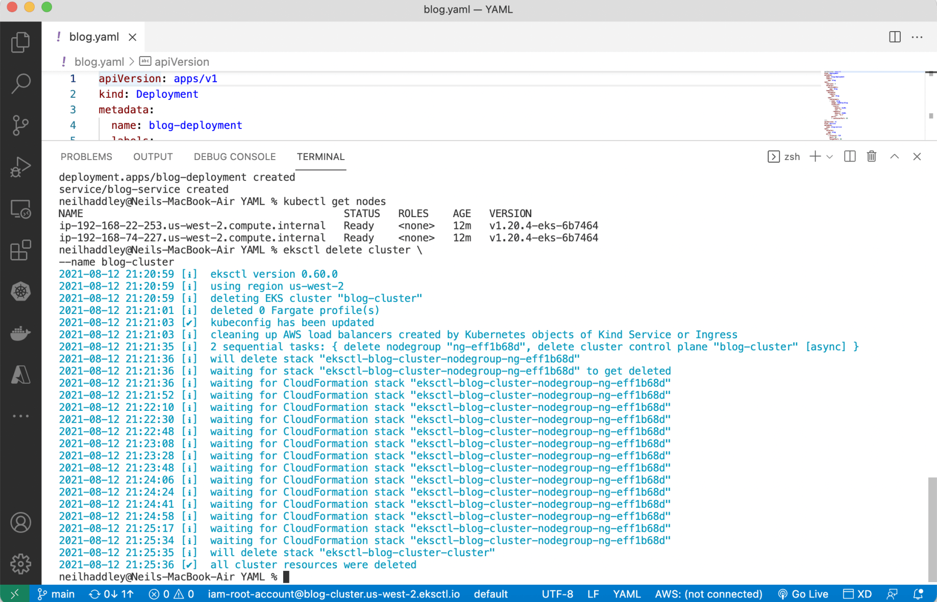 eksctl delete cluster