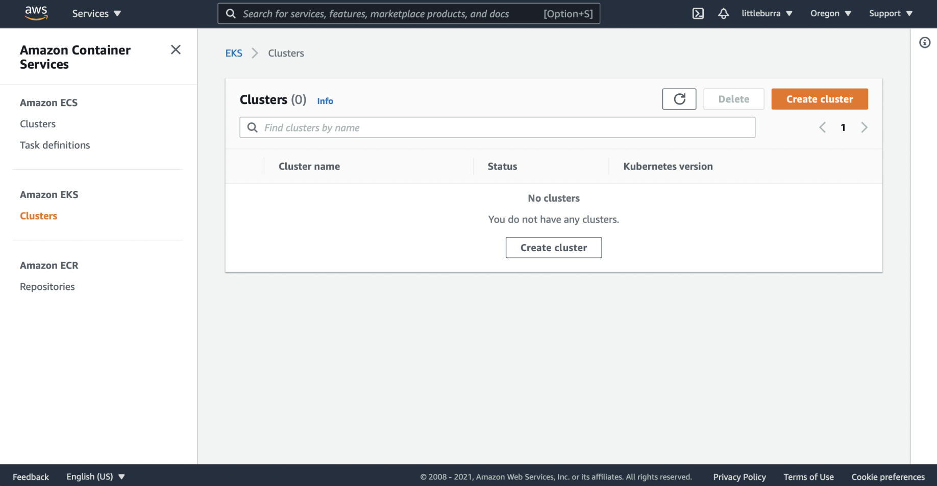 The cluster has been deleted
