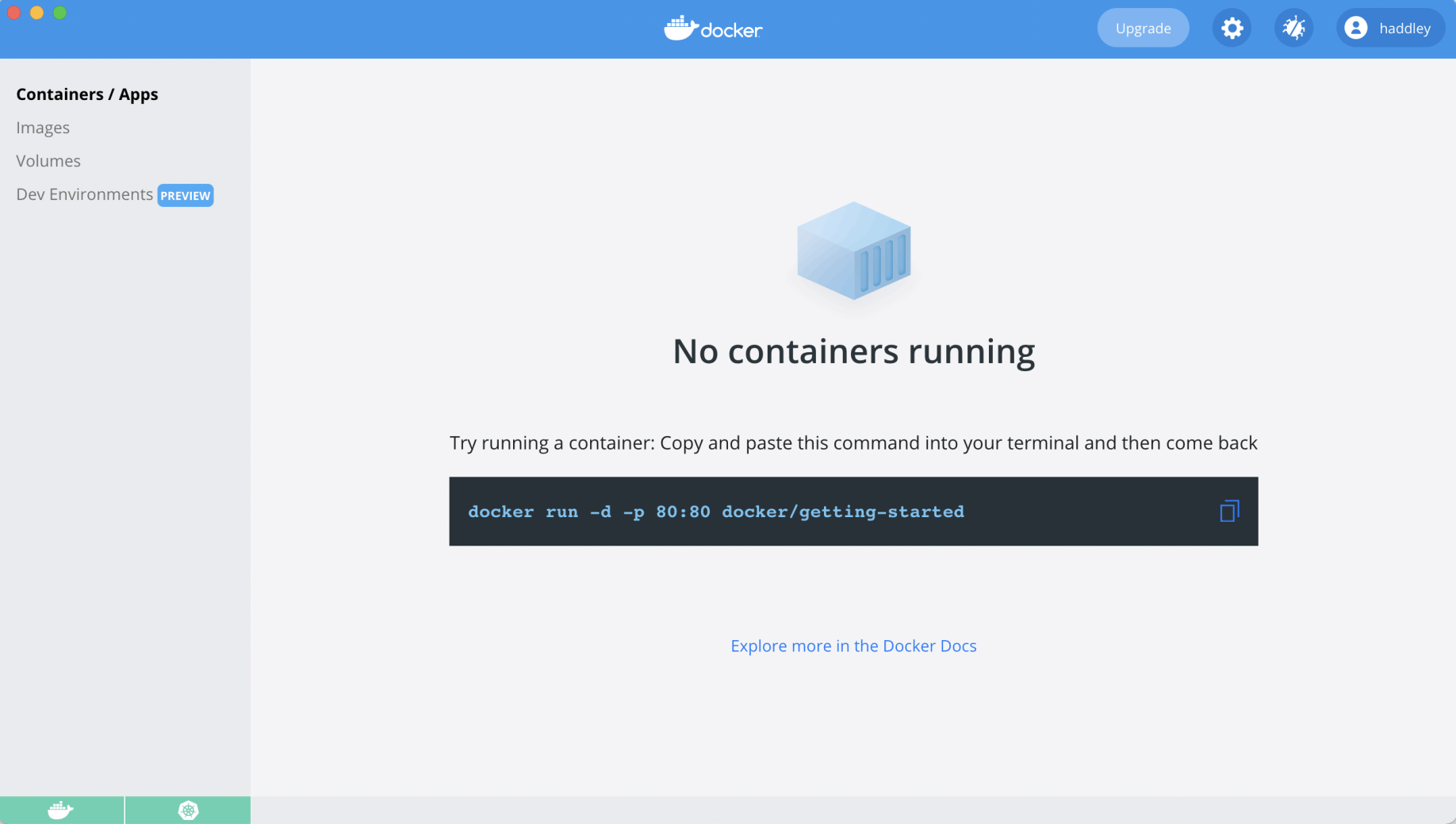 No containers running