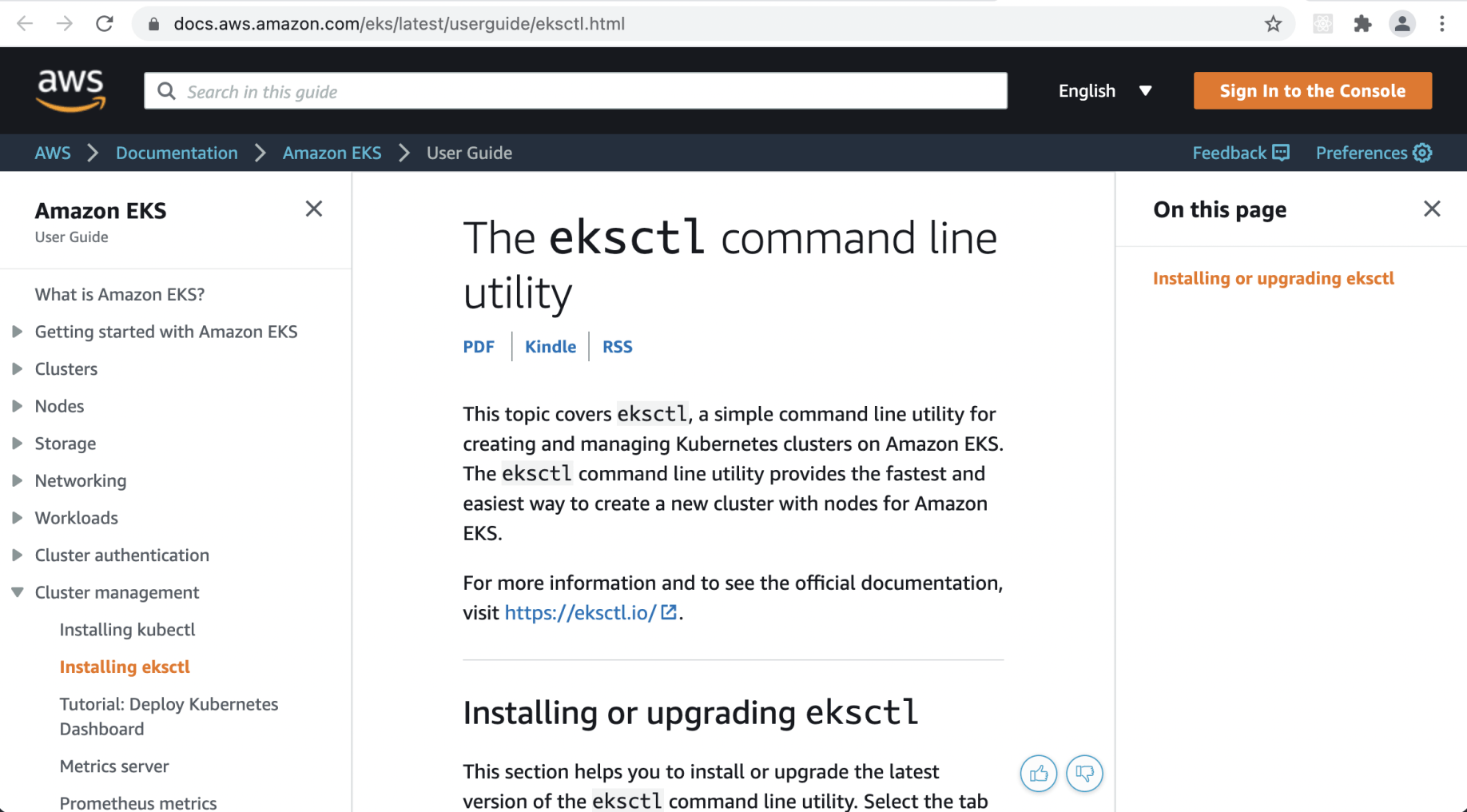 eksctl documentation on the AWS site