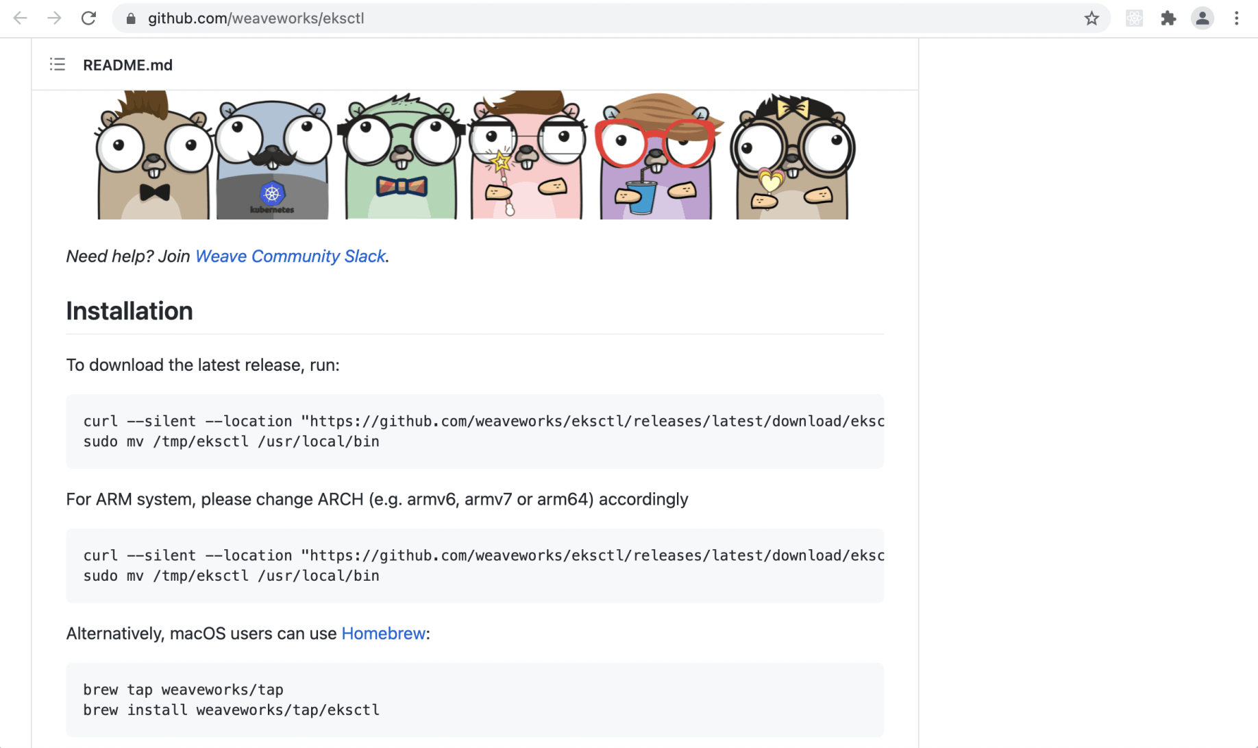 ekctl project on github