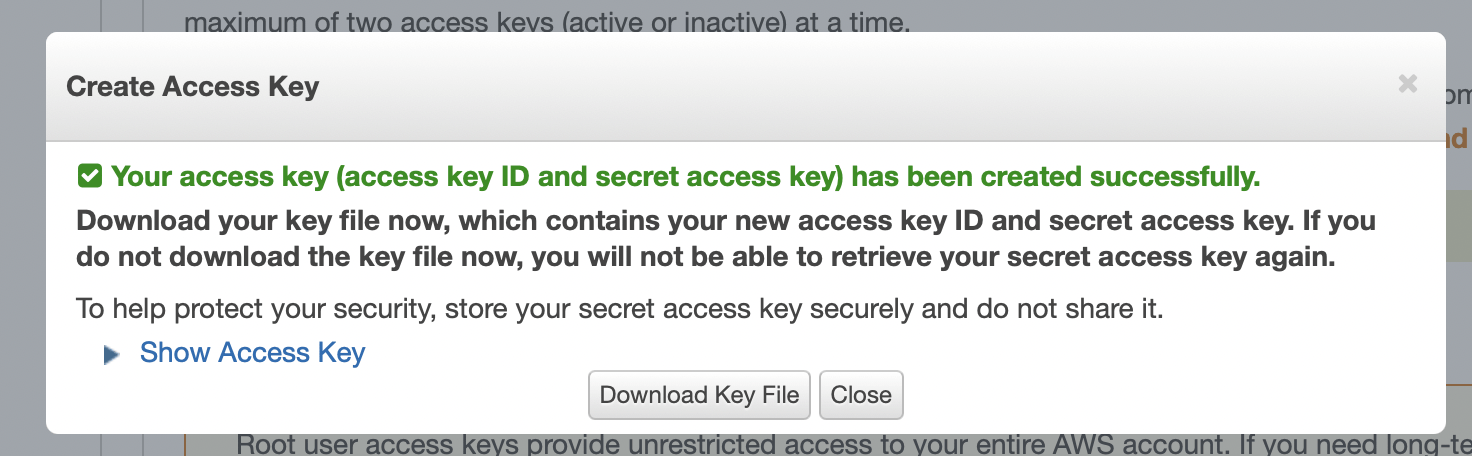 Access Key Created