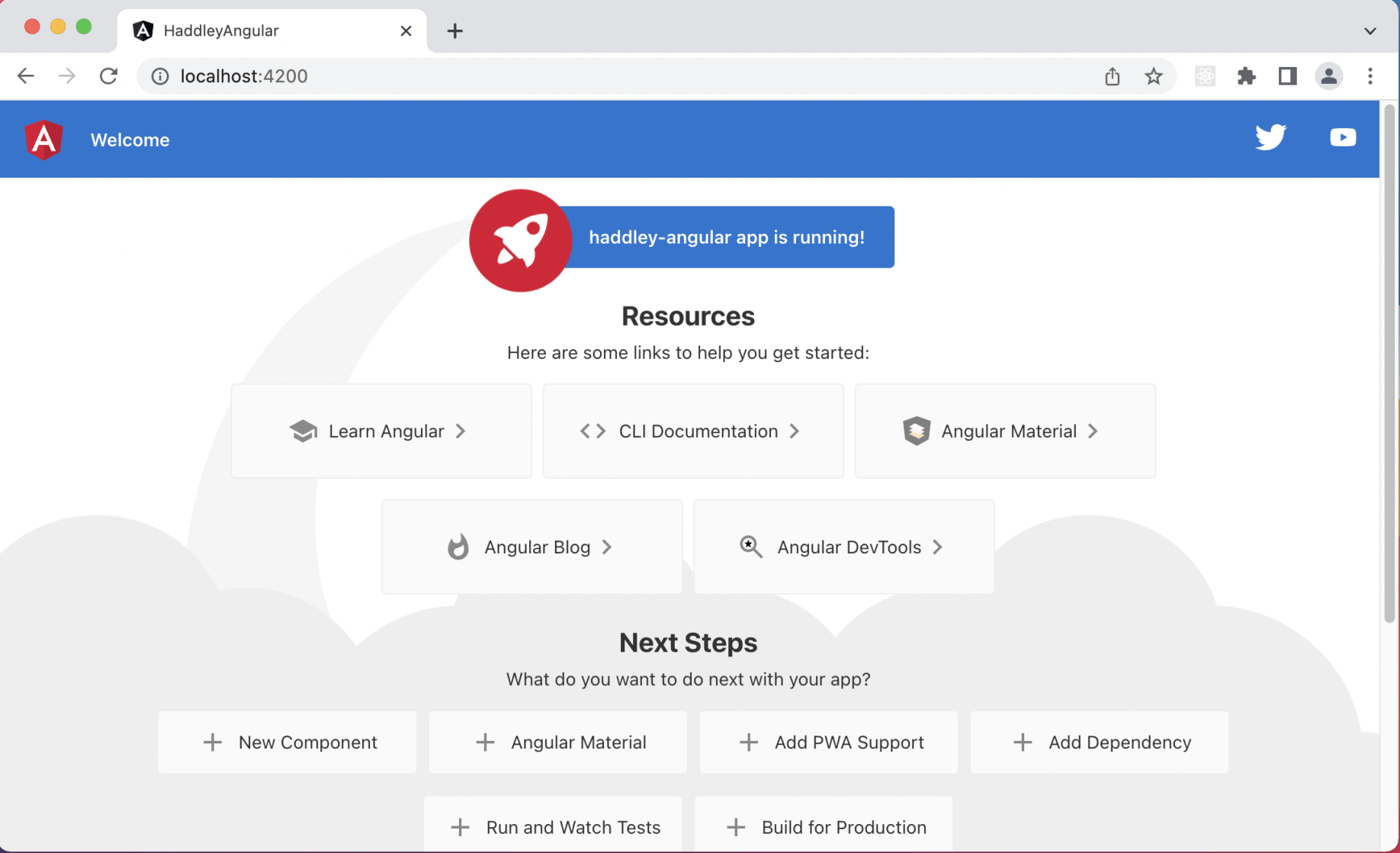 The out of the box home page