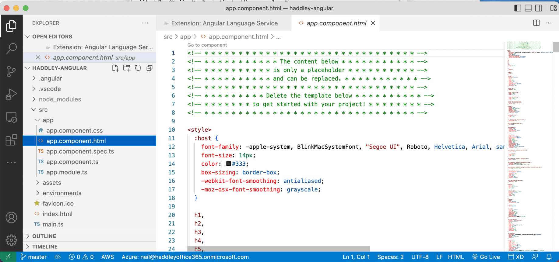 app.component.html is the home page component's template