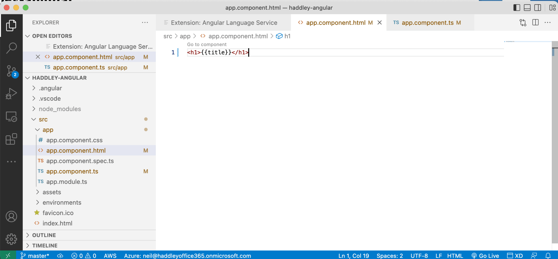 Updated app.component.html template
