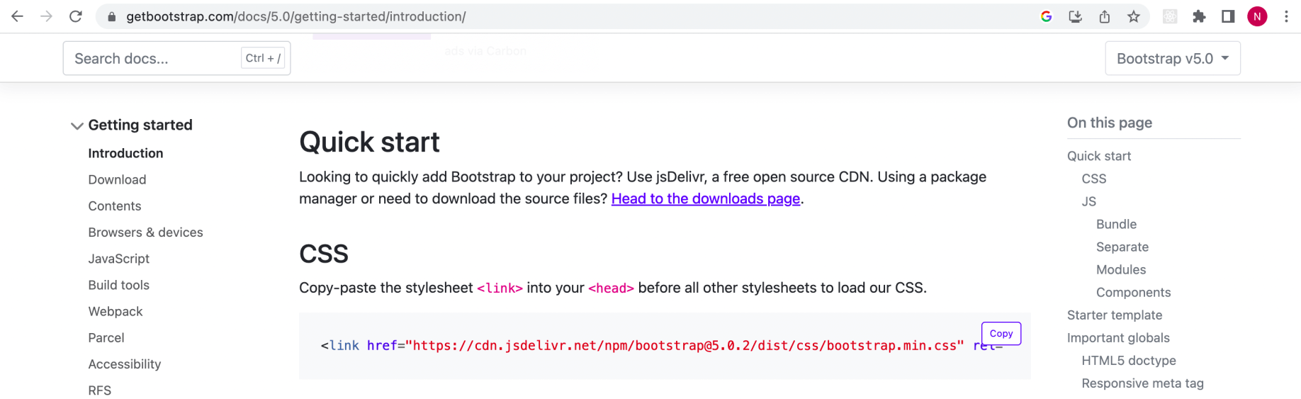 CSS stylesheet link