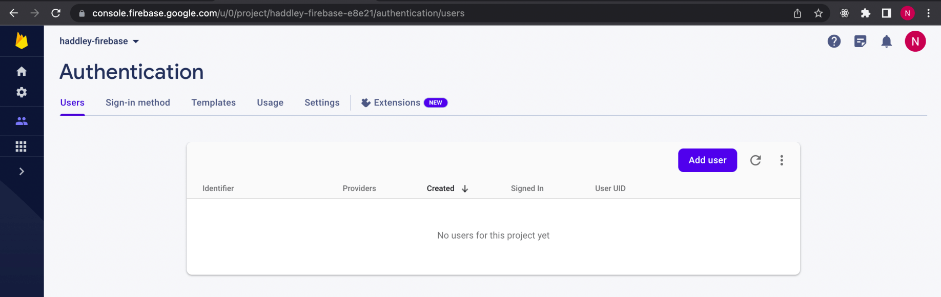 firebase users (none)