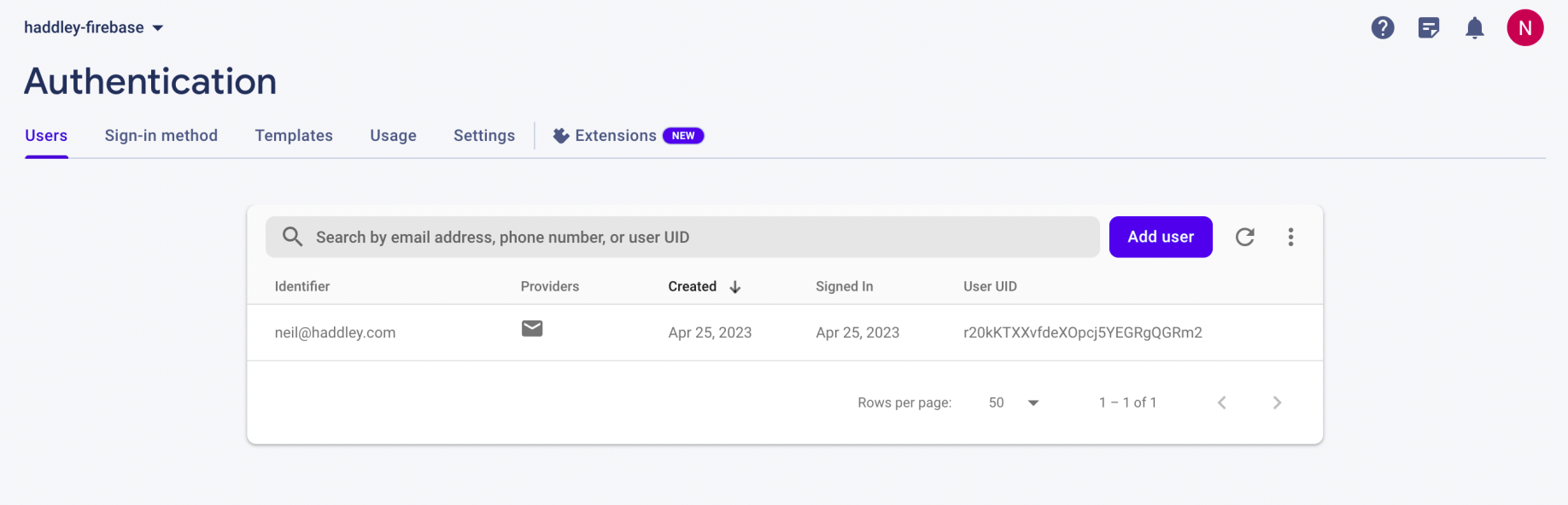 firebase users
