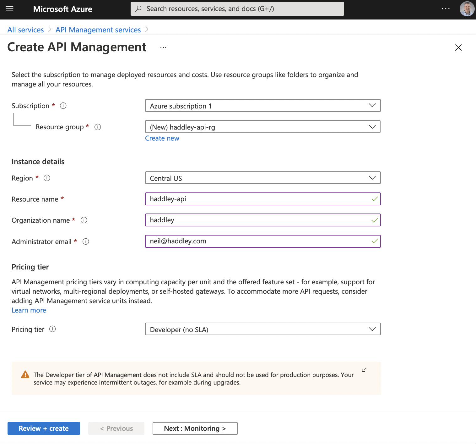Create haddley-api