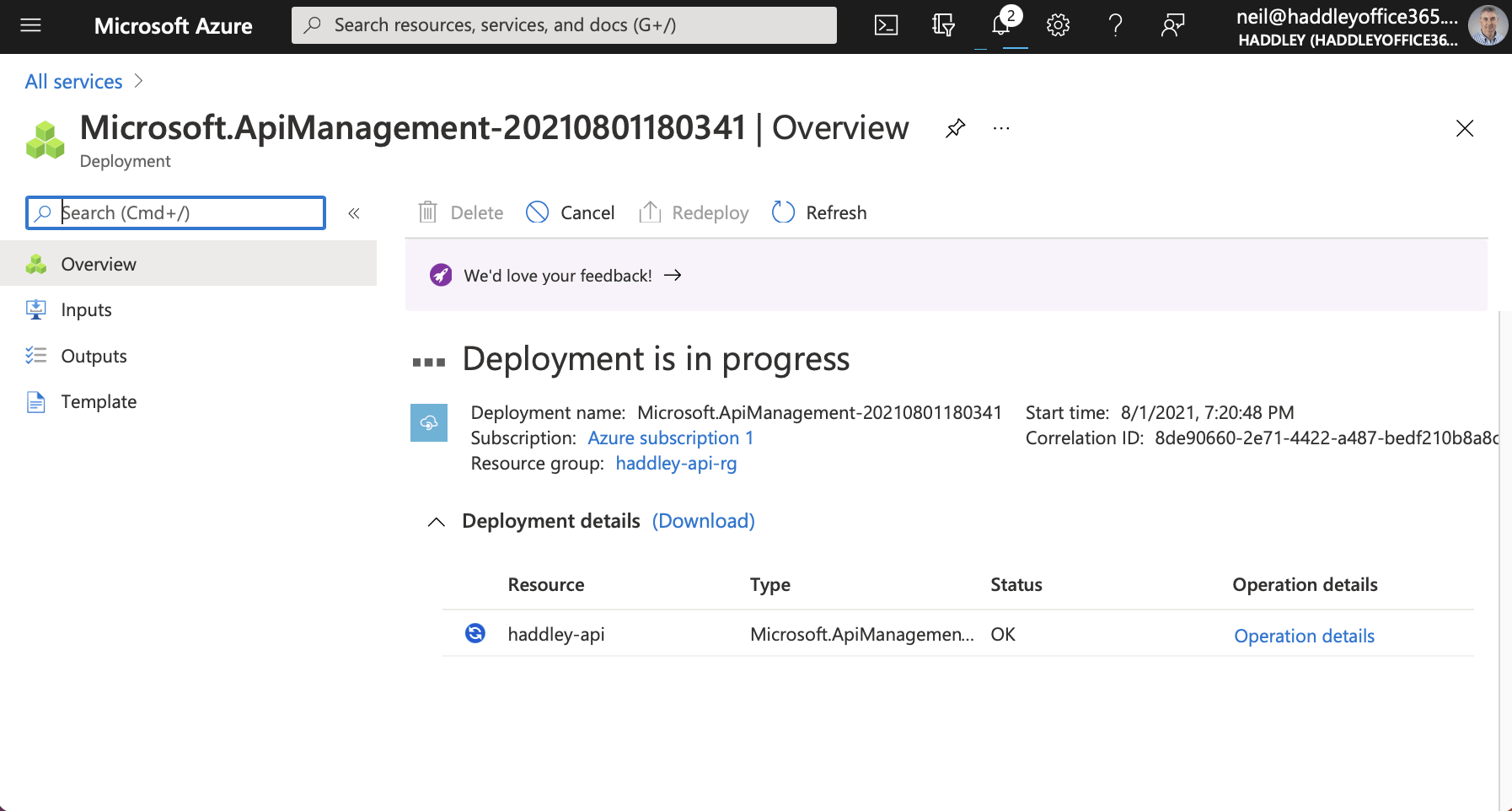 haddley-api deployment in progress