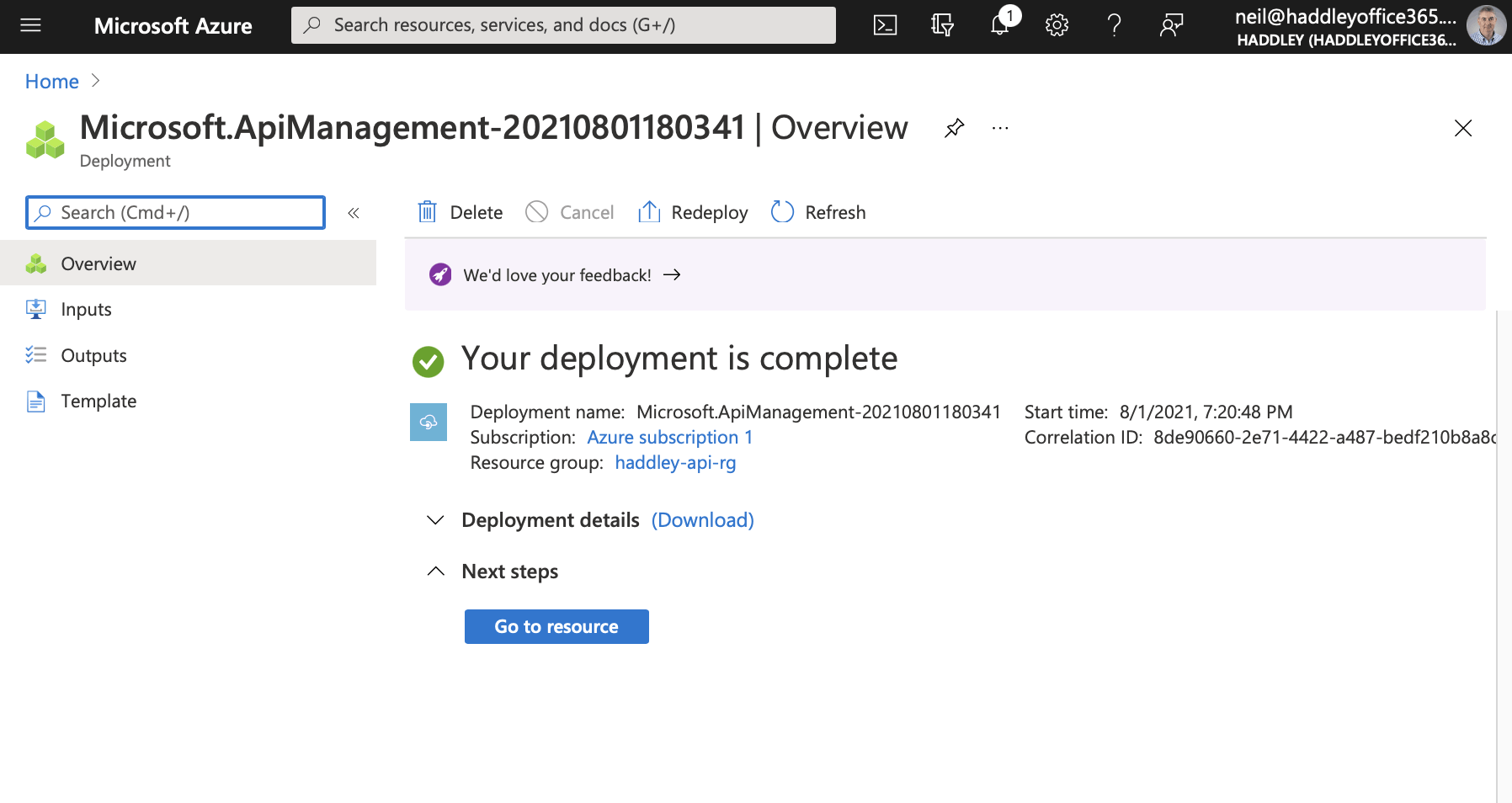 haddley-api deployment complete