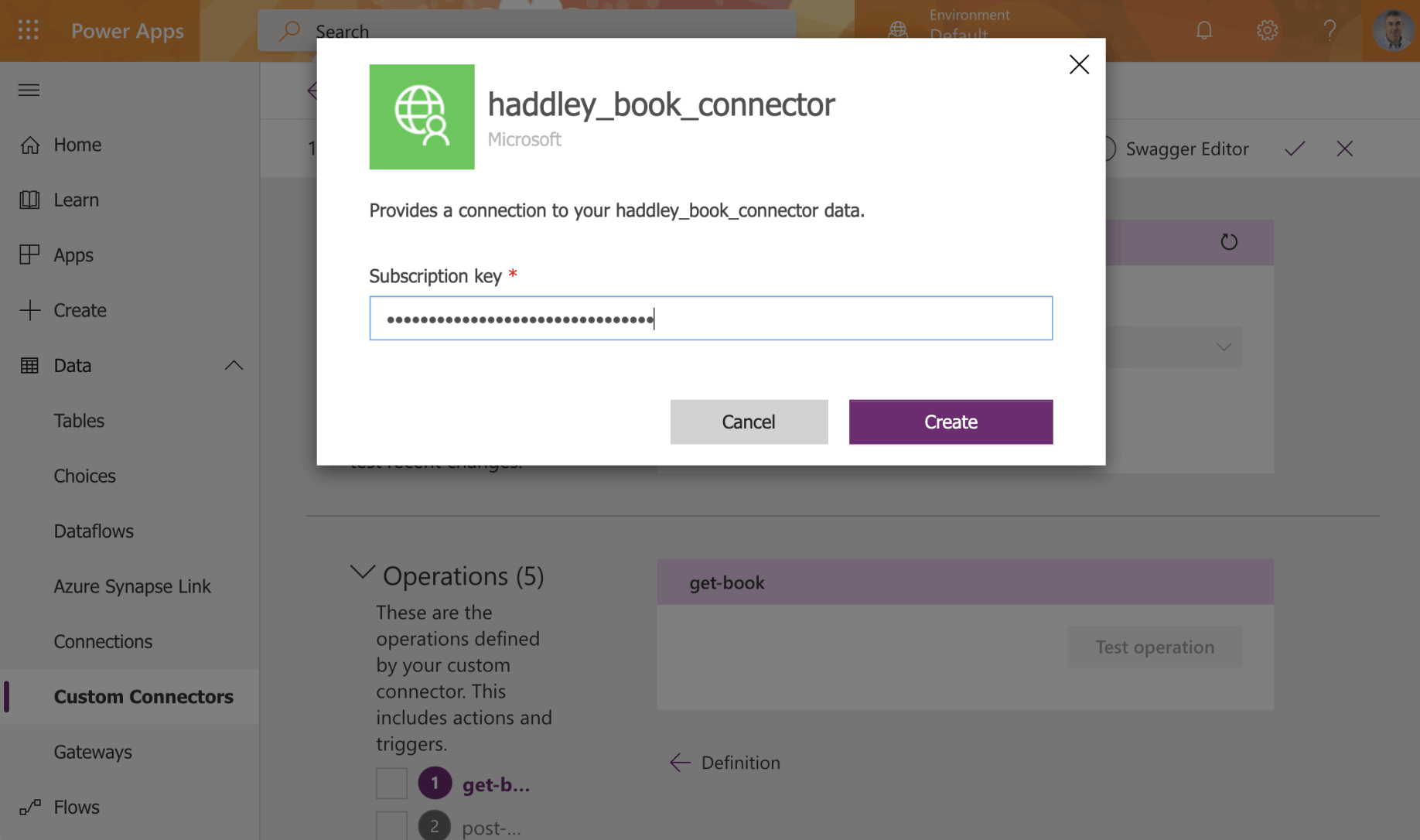 Enter the Subscription key