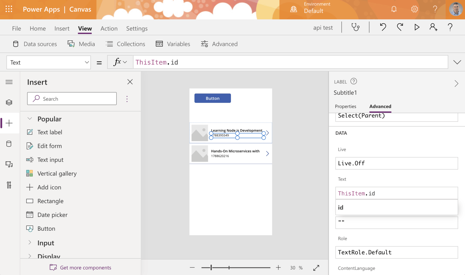 update the gallery control to display book titles and isbn (numbers)