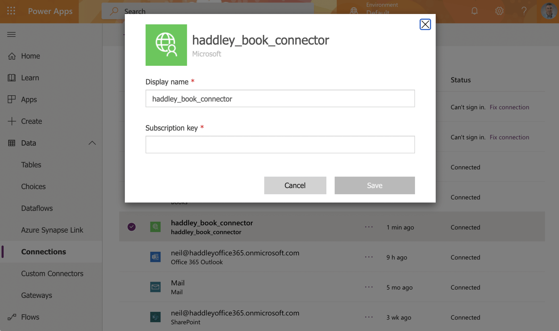 Update the subscription key