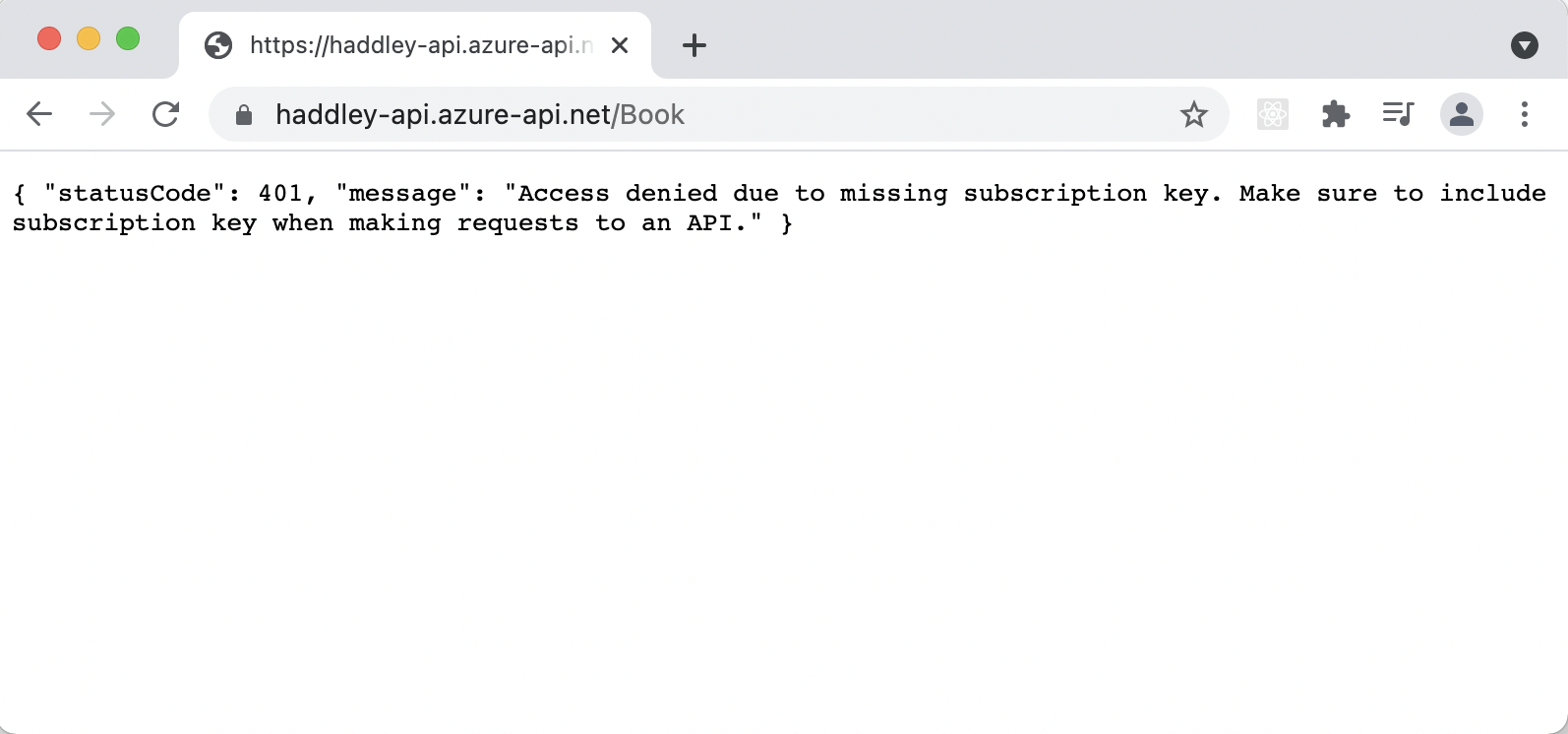 Using Chrome to call the API Management service without passing the Subscription key