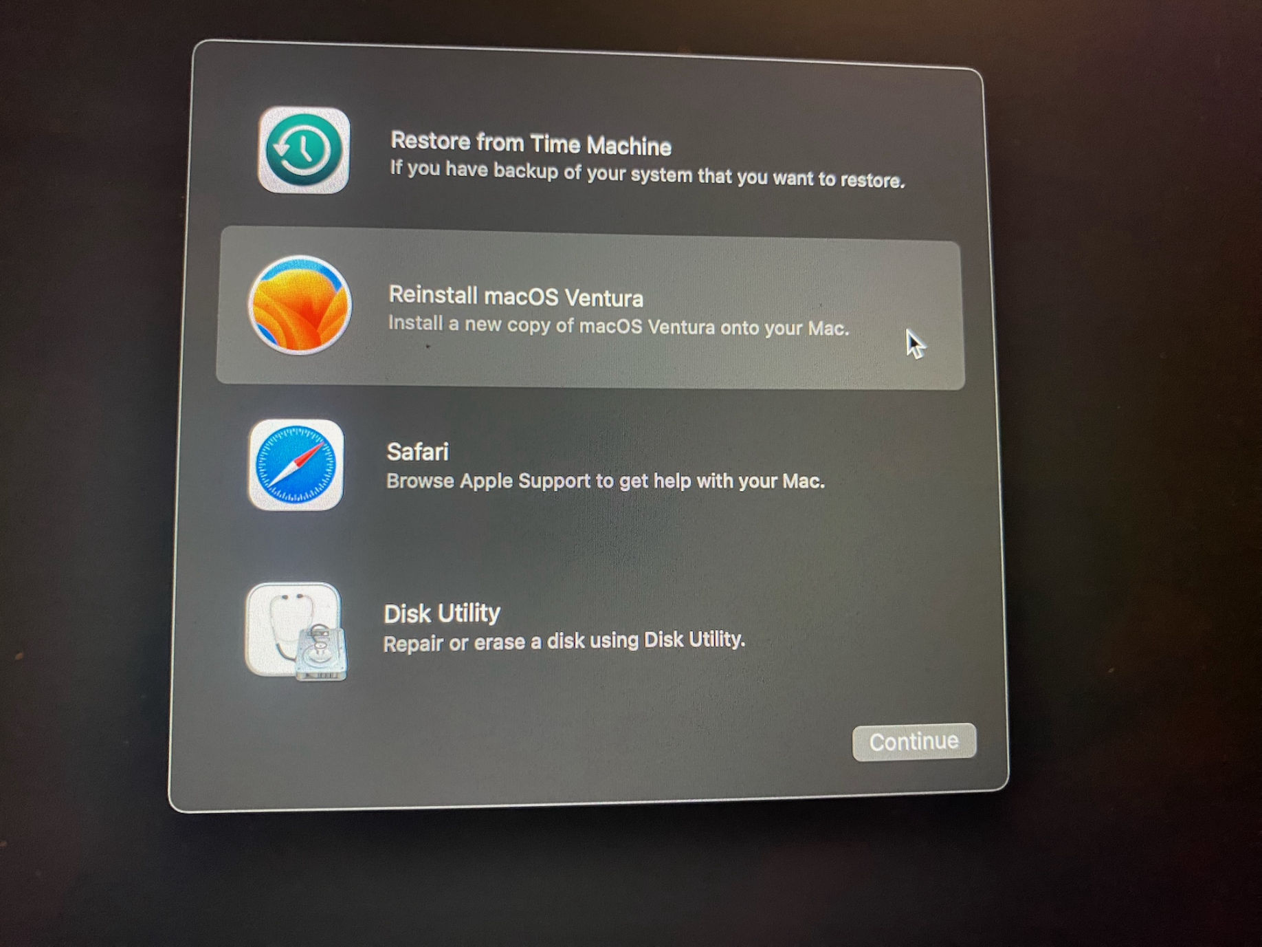 Reinstall macOS Ventura