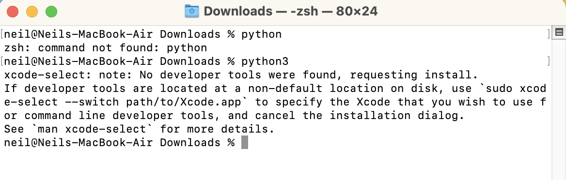 Python was not present