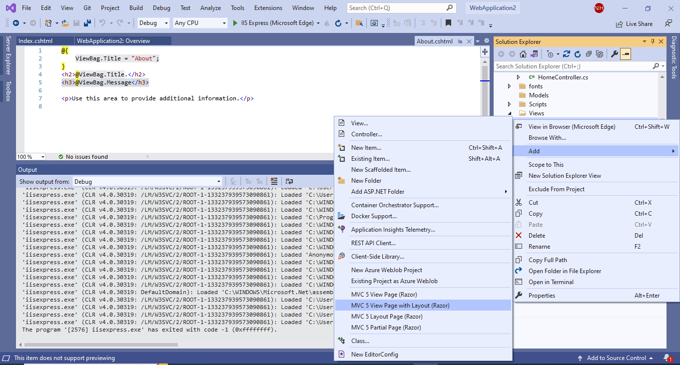 I added a view page to the HelloWorld folder.