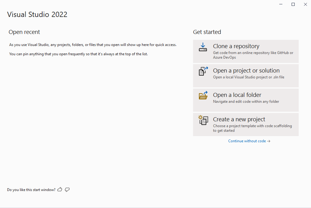 I clicked the Create a new project button.