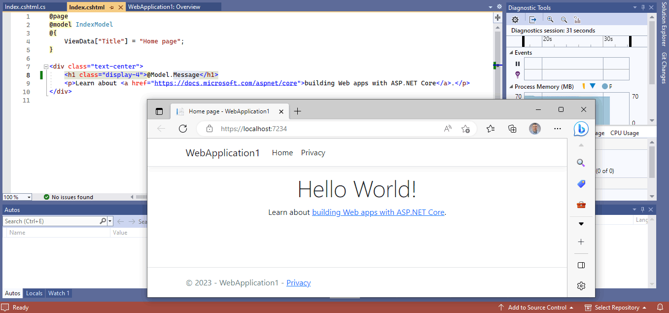 I tested the Web application
