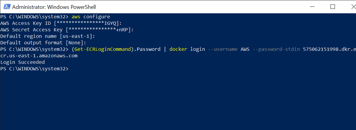 (Get-ECRLoginCommand)...