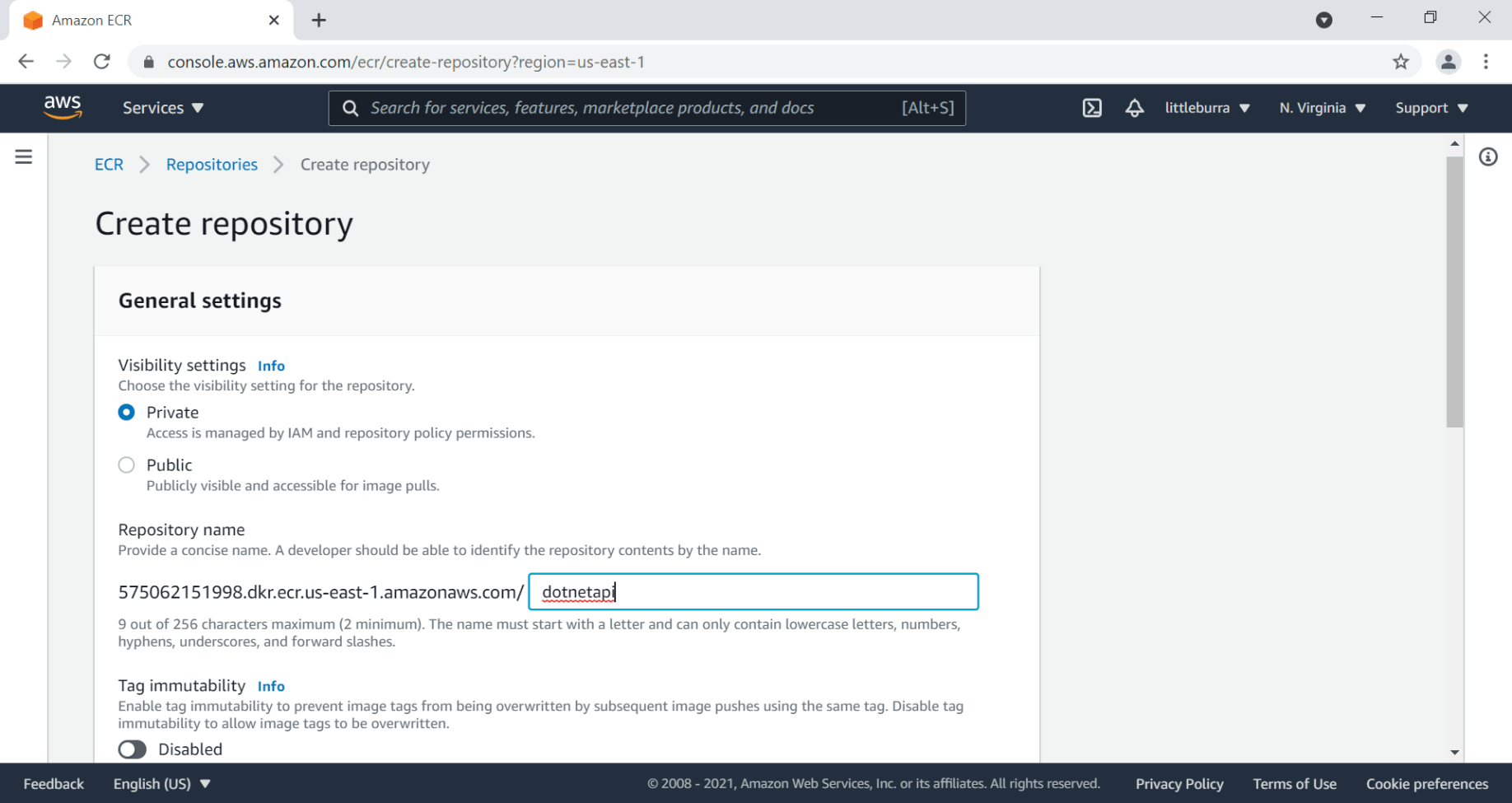 Create ECR repository