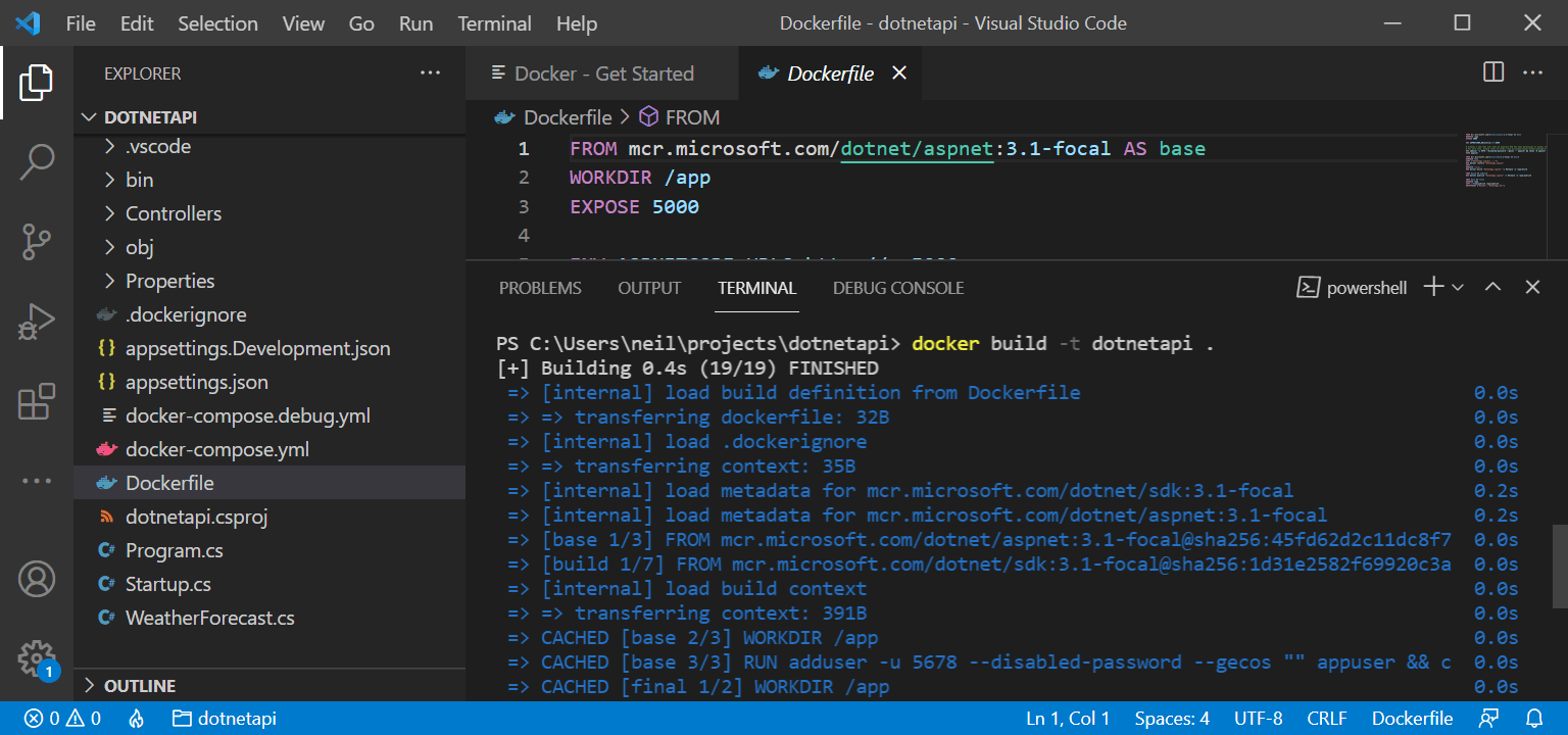 docker build -t dotnetapi .