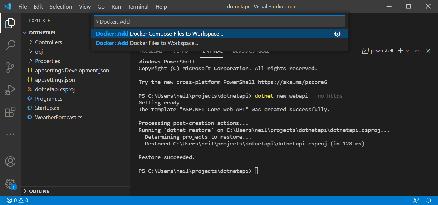 Docker: Add Docker Files to Workspace