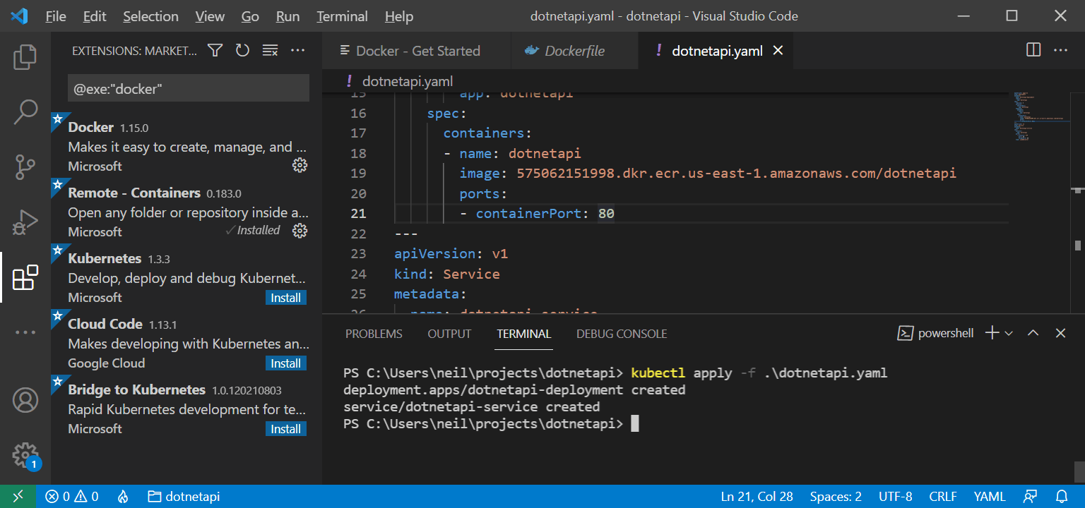 dotnetapi-service created