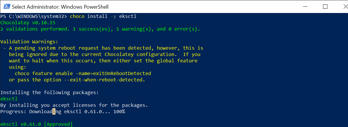 choco install -y eksctl
