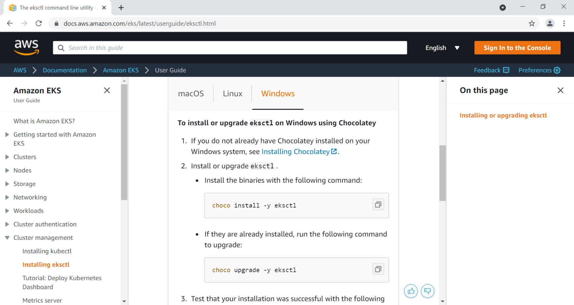 install eksctl on Windows