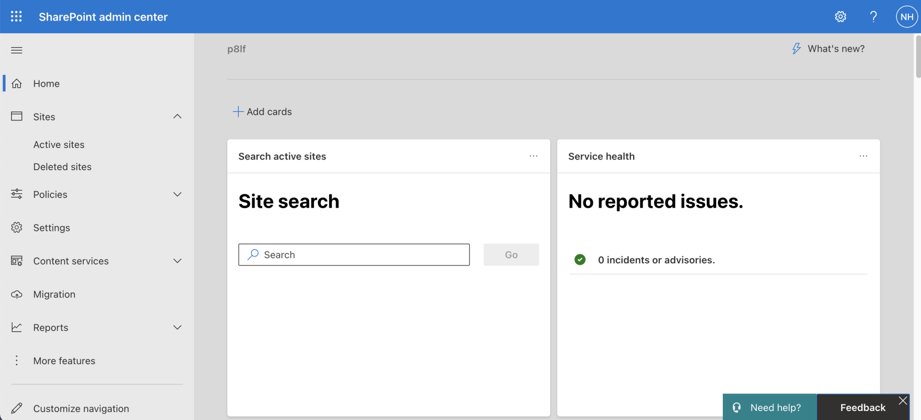 Navigate to the SharePoint admin center and click the "More features" link