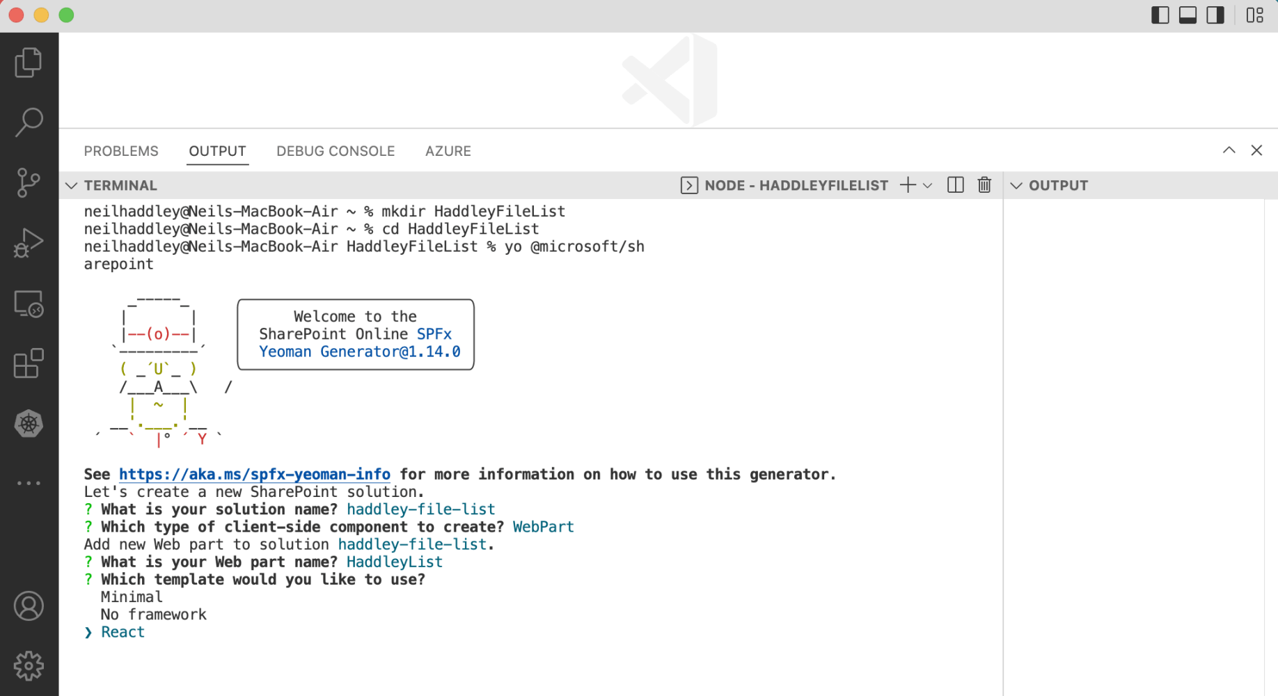 yo @microsoft/sharepoint