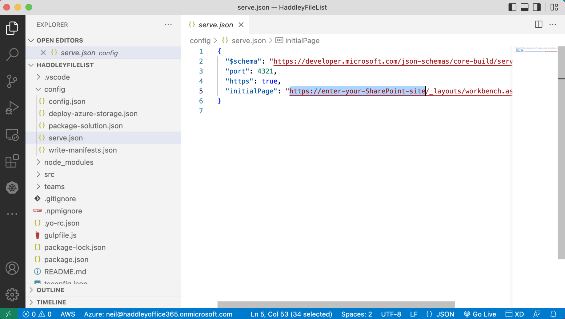 I updated serve.json to specify how the workbench would be loaded