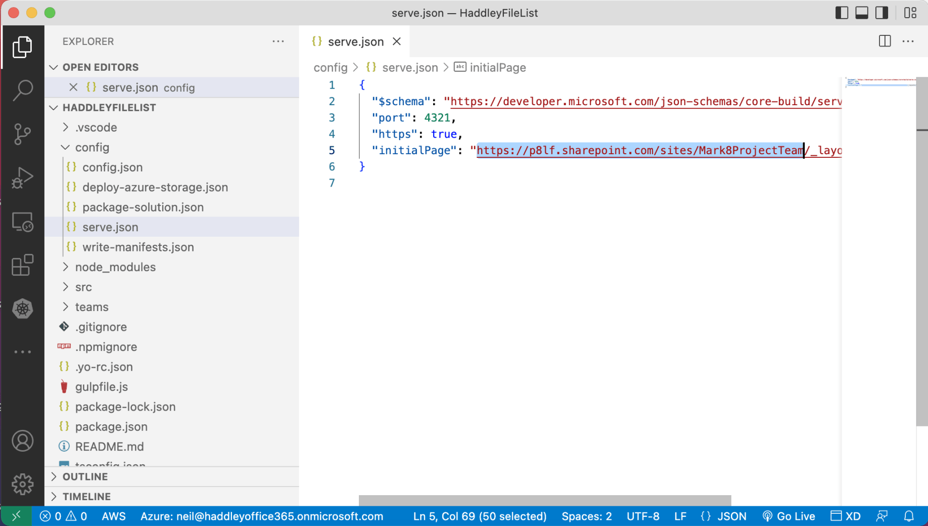 The workbench will be loaded in the context of the Mark8ProjectTeam Site