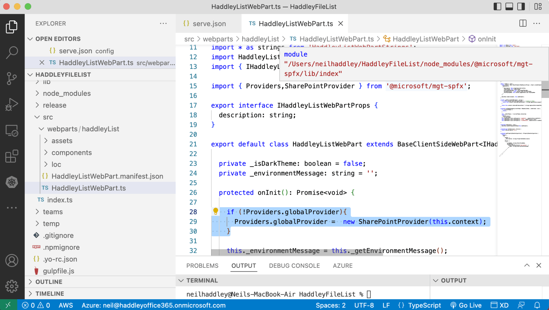 I updated the SPFx Web Part code to add a global provider (constructed using the Web Part's context object)
