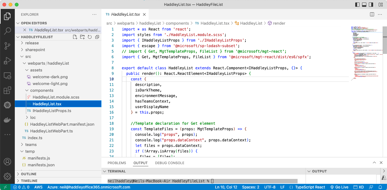 I updated the Web Part's React code
