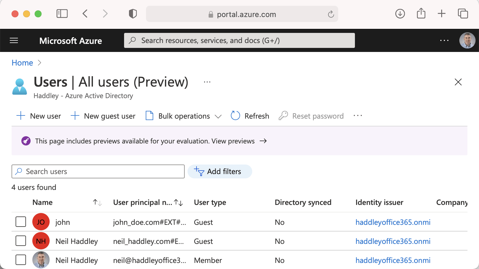 Azure Active Directory Users