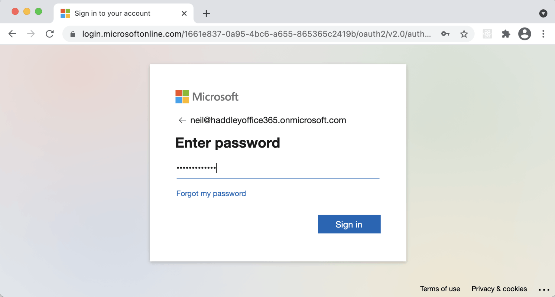 Once we have entered a correct email/username and password...