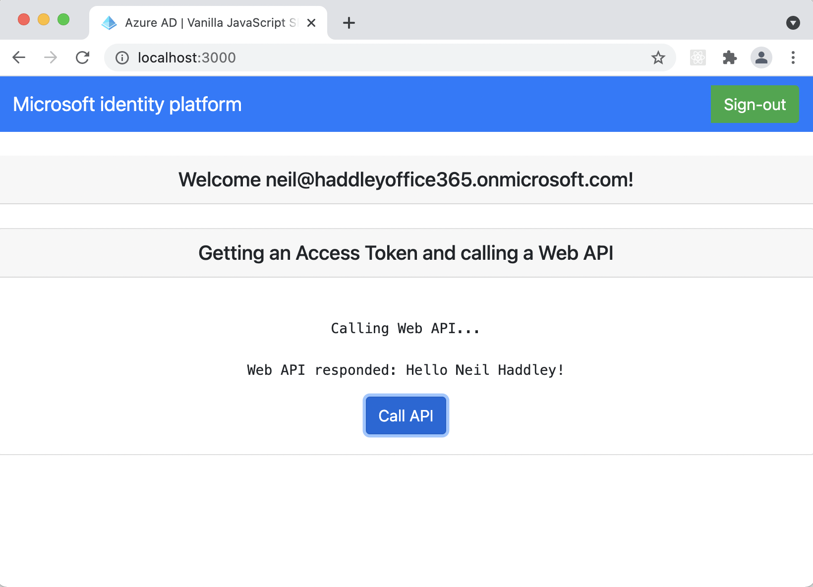 Result returned from protect API