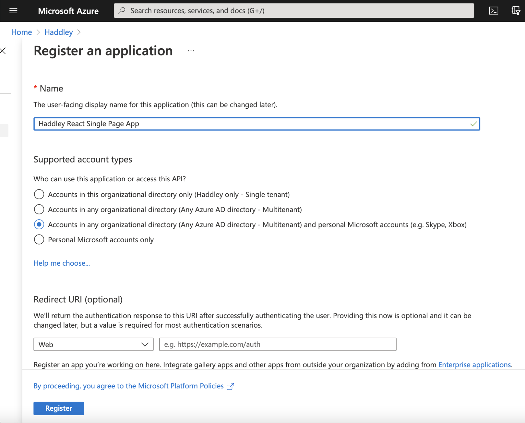 Name is Haddley React Single Page App