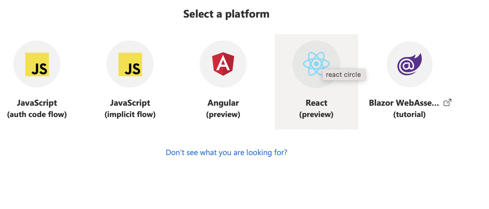 Select "React (preview)"