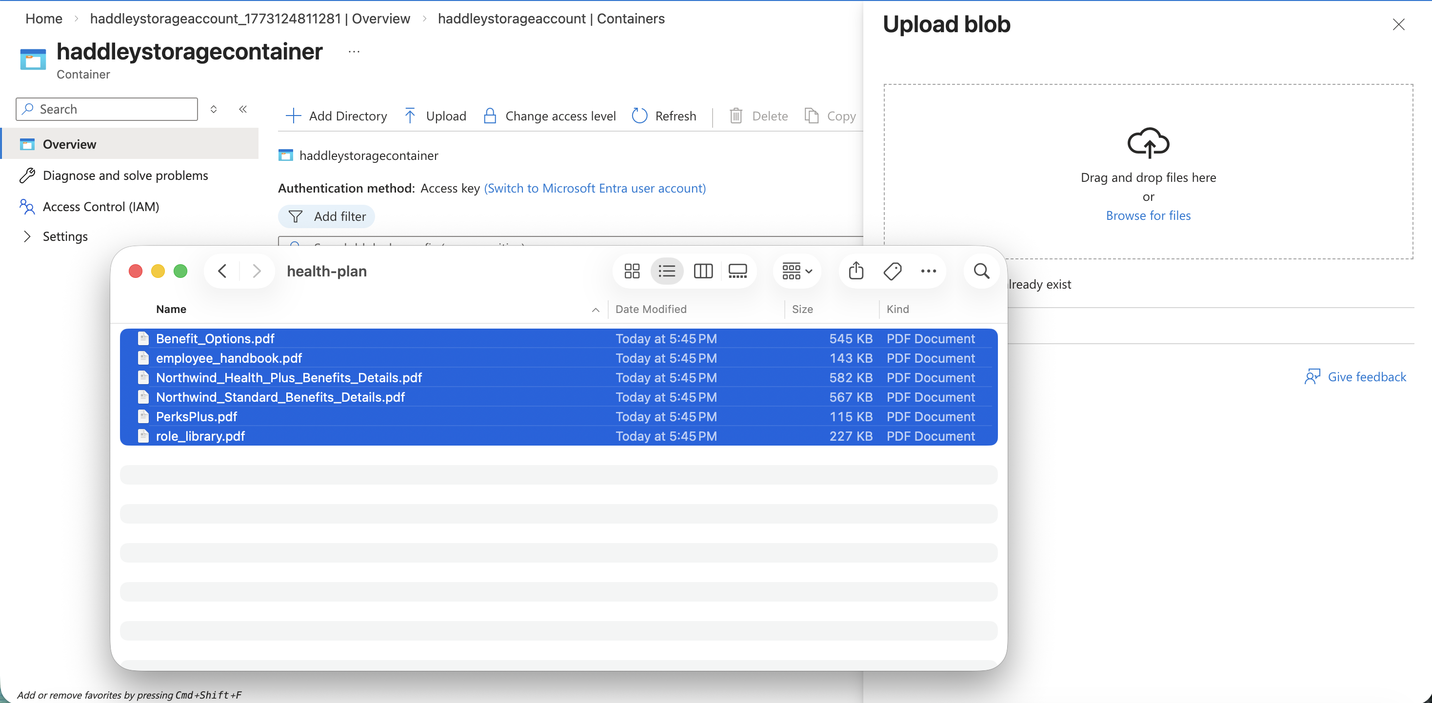 I selected six health-plan PDF files from my local health-plan folder